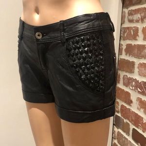 BEBE Black faux leather shorts size 0